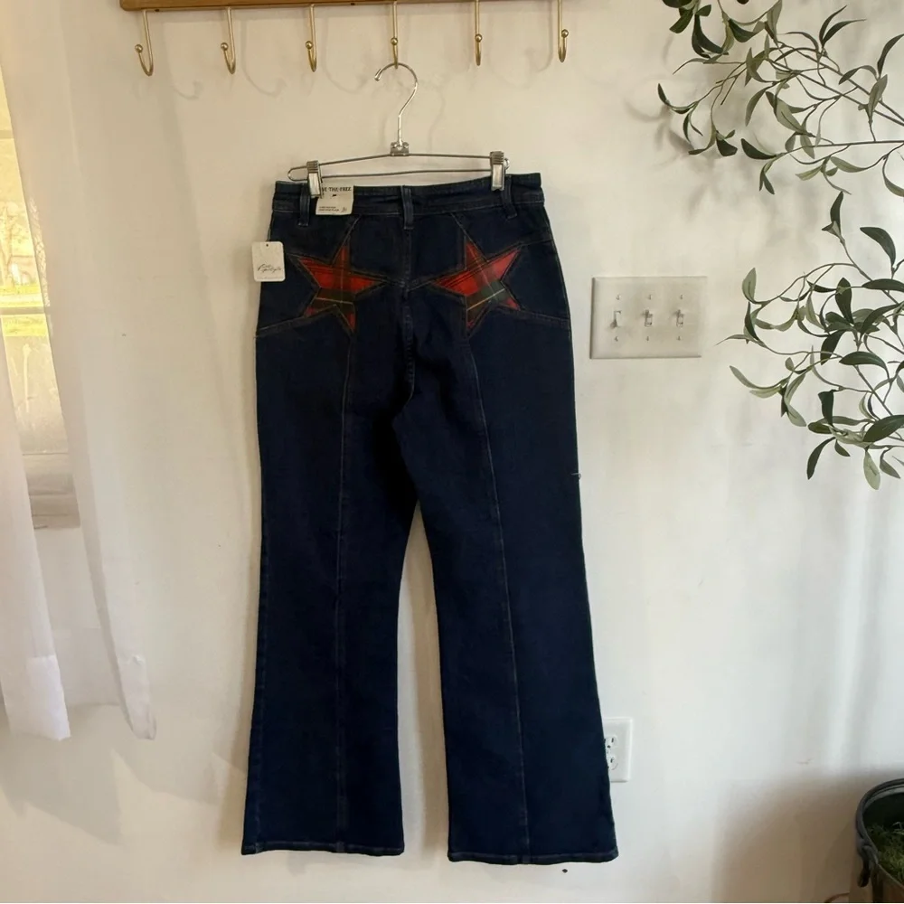 Free People We The Free Firecracker Flare Jeans Tartan - Picture 8 of 8